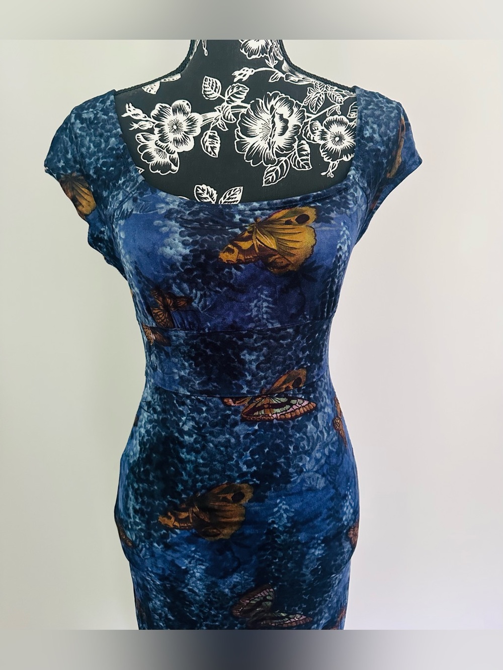 Vintage 90’s Betsey Johnson off the shoulder blue butterfly dress - Picture 2 of 10